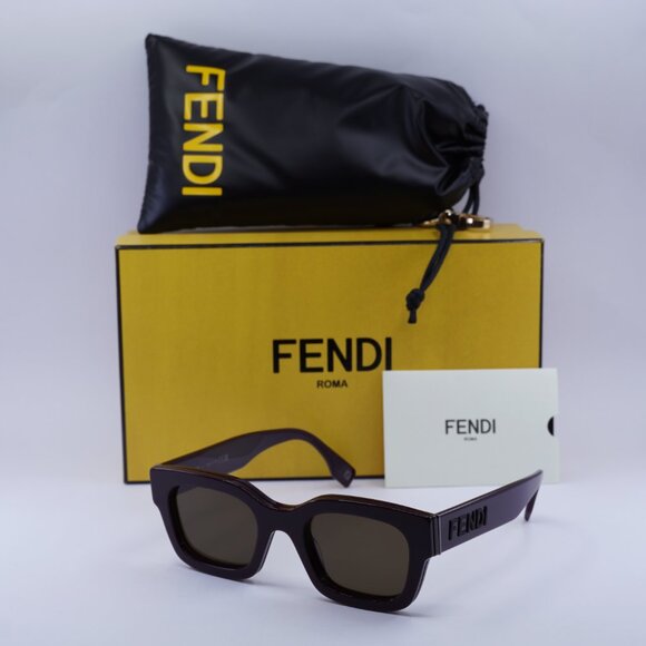Fendi FE40119I 69E Square Sunglasses - Red/Brown - Picture 6 of 9